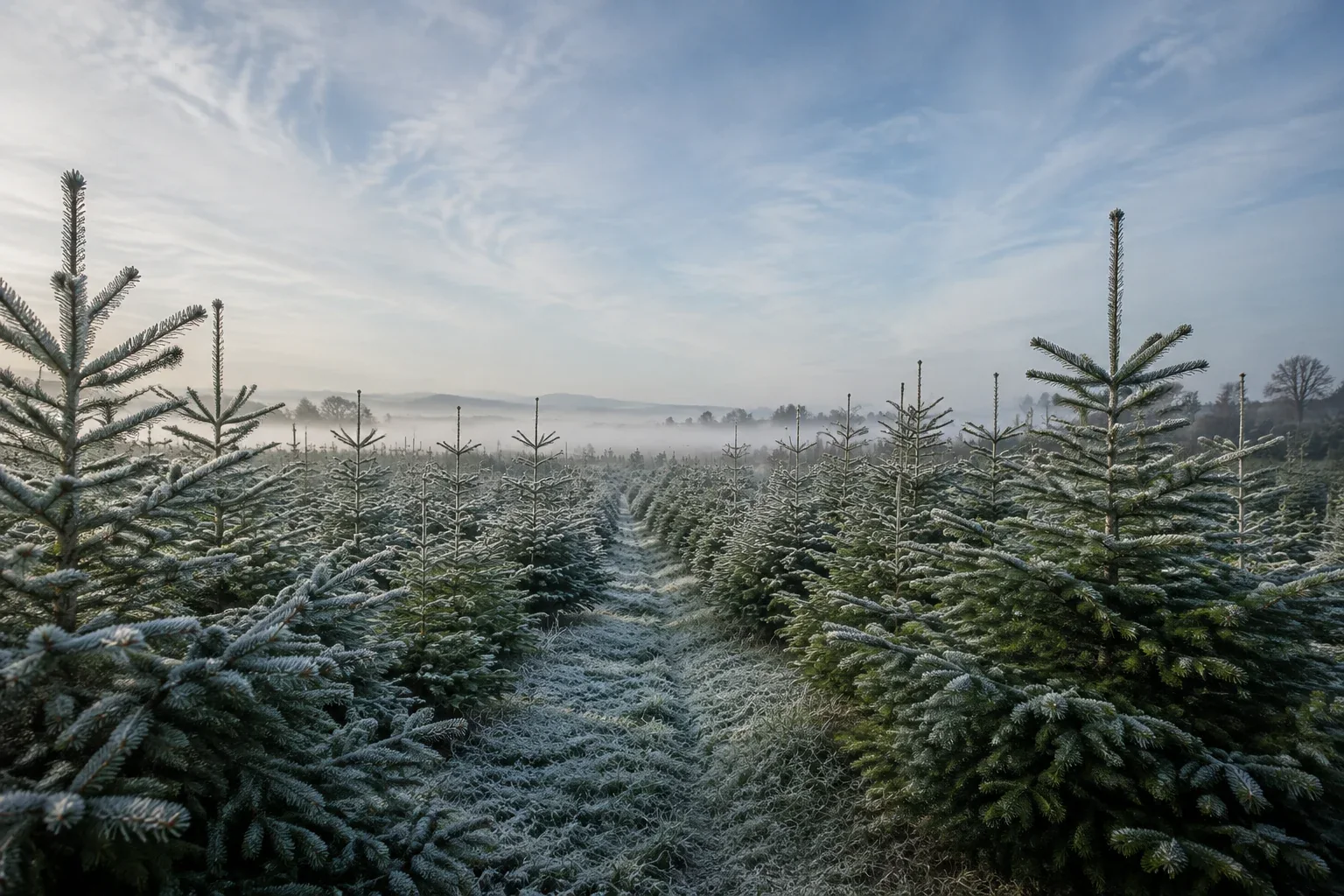 An imagined winter morning among the fir trees
